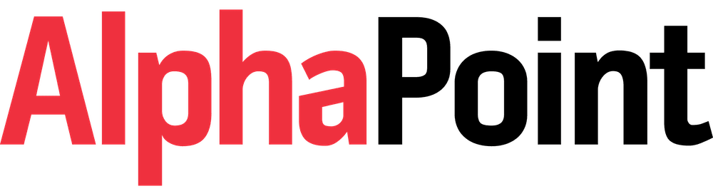 AlphaPoint logo in black, representing a leading platform for digital asset exchange and blockchain technology solutions.